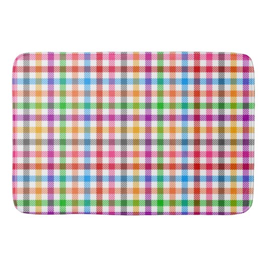 Farbenfrohes Regenbogen-Gingham-Karo-Design - Weiß Badematte (Vorderseite)