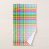 Farbenfrohes Regenbogen-Gingham-Karo-Design - Weiß Badhandtuch Set (Handtuch)