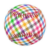 Farbenfrohes Regenbogen-Gingham-Karo-Design - Weiß Baseball (Rückseite)