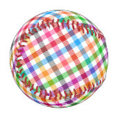 Farbenfrohes Regenbogen-Gingham-Karo-Design - Weiß Baseball (Vorderseite Links)