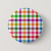 Farbenfrohes Regenbogen-Gingham-Karo-Design - Weiß Button (Vorderseite)
