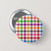 Farbenfrohes Regenbogen-Gingham-Karo-Design - Weiß Button (Vorne & Hinten)