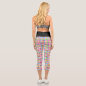 Farbenfrohes Regenbogen-Gingham-Karo-Design - Weiß Capri Leggings (Rückseite)