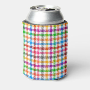 Farbenfrohes Regenbogen-Gingham-Karo-Design - Weiß Dosenkühler