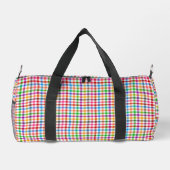 Farbenfrohes Regenbogen-Gingham-Karo-Design - Weiß Duffle Bag (Rückseite)