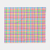 Farbenfrohes Regenbogen-Gingham-Karo-Design - Weiß Fleecedecke (Vorderseite (Horizontal))