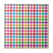 Farbenfrohes Regenbogen-Gingham-Karo-Design - Weiß Fliese (Vorderseite)