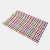 Farbenfrohes Regenbogen-Gingham-Karo-Design - Weiß Fußmatte (Schrägansicht)