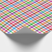 Farbenfrohes Regenbogen-Gingham-Karo-Design - Weiß Geschenkpapier (Ecke)