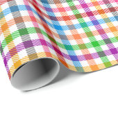 Farbenfrohes Regenbogen-Gingham-Karo-Design - Weiß Geschenkpapier (Rolleneckpunkt)