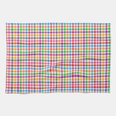Farbenfrohes Regenbogen-Gingham-Karo-Design - Weiß Geschirrtuch (Horizontal)