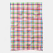 Farbenfrohes Regenbogen-Gingham-Karo-Design - Weiß Geschirrtuch (Vertikal)