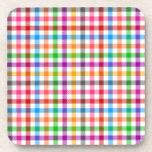 Farbenfrohes Regenbogen-Gingham-Karo-Design - Weiß Getränkeuntersetzer (Vorderseite)