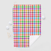 Farbenfrohes Regenbogen-Gingham-Karo-Design - Weiß Golfhandtuch (Insitu)