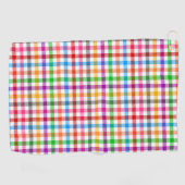 Farbenfrohes Regenbogen-Gingham-Karo-Design - Weiß Golfhandtuch (Horizontal)