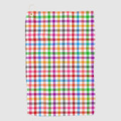 Farbenfrohes Regenbogen-Gingham-Karo-Design - Weiß Golfhandtuch (Vorderseite)