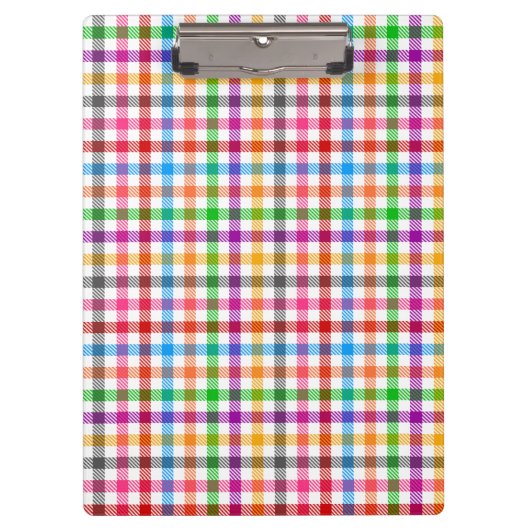 Farbenfrohes Regenbogen-Gingham-Karo-Design - Weiß Klemmbrett (Vorderseite)