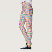 Farbenfrohes Regenbogen-Gingham-Karo-Design - Weiß Leggings (Links)
