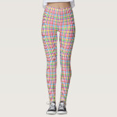 Farbenfrohes Regenbogen-Gingham-Karo-Design - Weiß Leggings (Vorderseite)