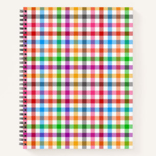 Farbenfrohes Regenbogen-Gingham-Karo-Design - Weiß Notizblock