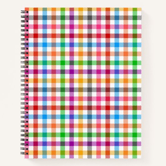 Farbenfrohes Regenbogen-Gingham-Karo-Design - Weiß Notizblock (Vorderseite)