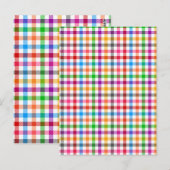 Farbenfrohes Regenbogen-Gingham-Karo-Design - Weiß Postkarte (Vorne/Hinten)