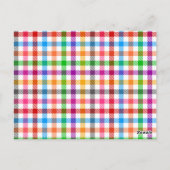 Farbenfrohes Regenbogen-Gingham-Karo-Design - Weiß Postkarte (Rückseite)
