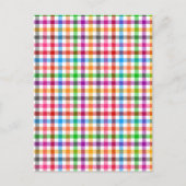 Farbenfrohes Regenbogen-Gingham-Karo-Design - Weiß Postkarte (Vorderseite)