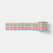 Farbenfrohes Regenbogen-Gingham-Karo-Design - Weiß Satinband (Vorderseite)