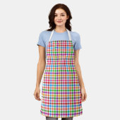 Farbenfrohes Regenbogen-Gingham-Karo-Design - Weiß Schürze (Getragen)