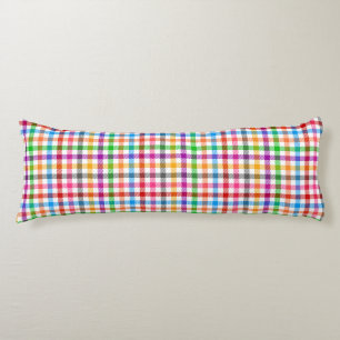 Farbenfrohes Regenbogen-Gingham-Karo-Design - Weiß Seitenschläferkissen