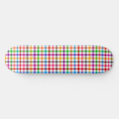 Farbenfrohes Regenbogen-Gingham-Karo-Design - Weiß Skateboard (Horizontal)