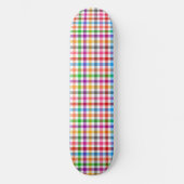 Farbenfrohes Regenbogen-Gingham-Karo-Design - Weiß Skateboard (Vorderseite)