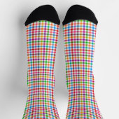 Farbenfrohes Regenbogen-Gingham-Karo-Design - Weiß Socken (Oben)