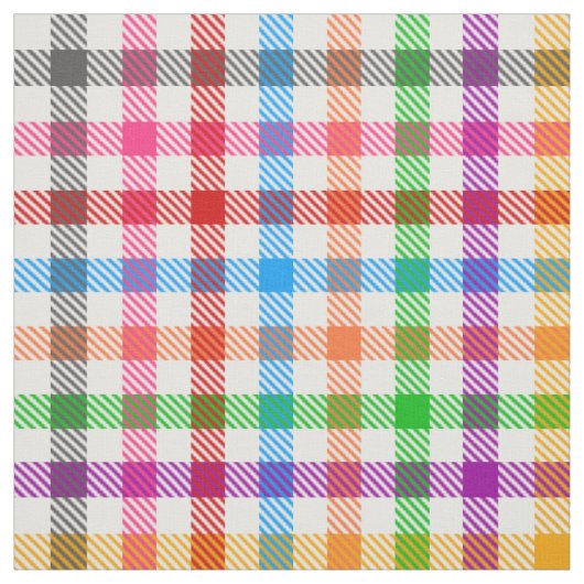 Farbenfrohes Regenbogen-Gingham-Karo-Design - Weiß Stoff (Muster)