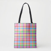 Farbenfrohes Regenbogen-Gingham-Karo-Design - Weiß Tasche (Vorderseite)