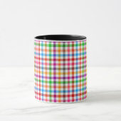 Farbenfrohes Regenbogen-Gingham-Karo-Design - Weiß Tasse (Zentrum)