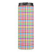 Farbenfrohes Regenbogen-Gingham-Karo-Design - Weiß Thermosbecher (Rückseite)