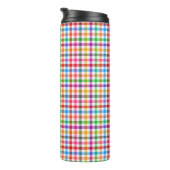 Farbenfrohes Regenbogen-Gingham-Karo-Design - Weiß Thermosbecher (Nach rechts gedreht)