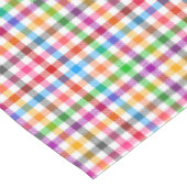 Farbenfrohes Regenbogen-Gingham-Karo-Design - Weiß Tischdecke (Schrägansicht)
