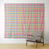 Farbenfrohes Regenbogen-Gingham-Karo-Design - Weiß Wandteppich (Beispiel (Horizontal))