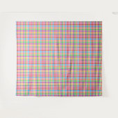 Farbenfrohes Regenbogen-Gingham-Karo-Design - Weiß Wandteppich (Vorderseite (Horizontal))
