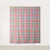 Farbenfrohes Regenbogen-Gingham-Karo-Design - Weiß Wandteppich (Vorderseite)