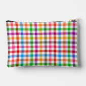 Farbenfrohes Regenbogen-Gingham-Karo-Design - Weiß Zubehörtasche (Rückseite)