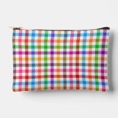 Farbenfrohes Regenbogen-Gingham-Karo-Design - Weiß Zubehörtasche (Vorderseite)
