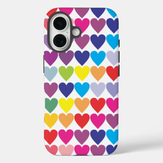 Farbenfrohes Regenbogen-Herzen-Muster Case-Mate iPhone Hülle (Rückseite)