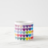 Farbenfrohes Regenbogen-Herzen-Muster  Espressotasse (Vorderseite)