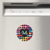 Farbenfrohes Regenbogen-Herzen-Muster personalisie Magnet (In Situ (Geschirrspüler))