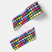 Farbenfrohes Regenbogen-Herzen-Muster Ripsband (Rückseite)