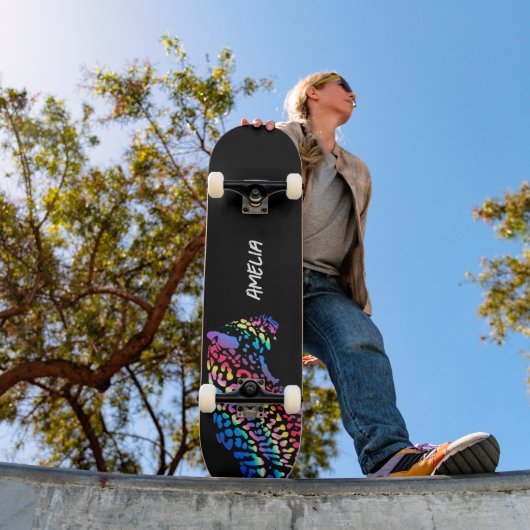 Farbenfrohes Regenbogen-Jaguar-Skateboard Skateboard (Außenbereich 1)